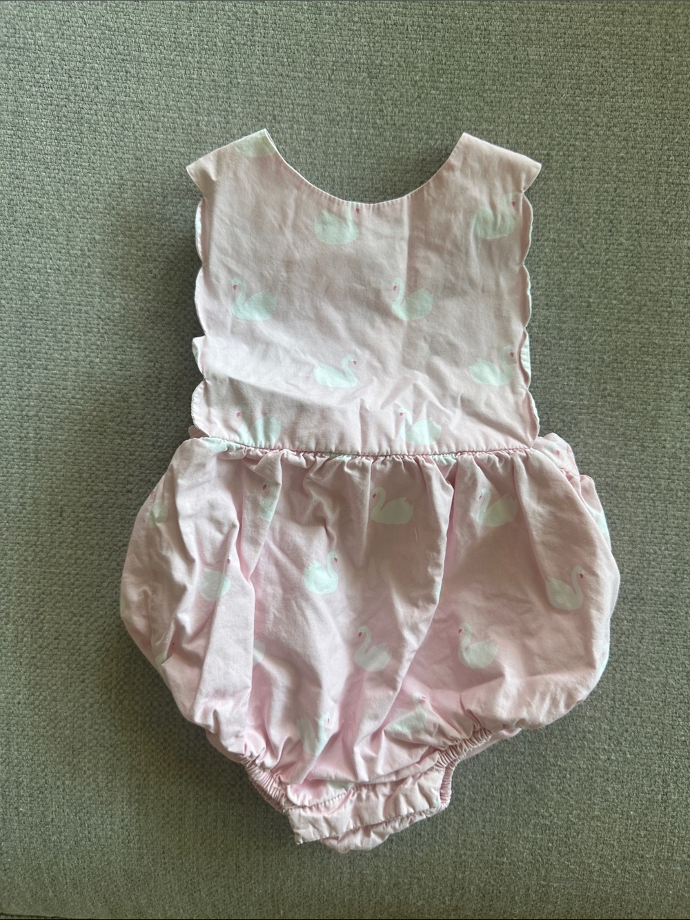 Jacadi Pink Swan Print Bubble Romper 6m
